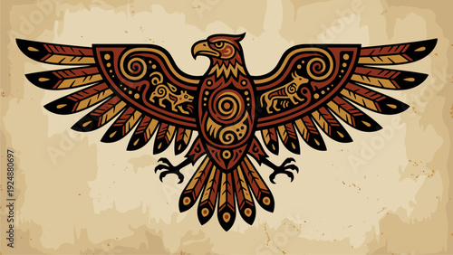 Tribal Eagle Graphic Design Vector Art - Indigenous Art, Native American Motifs