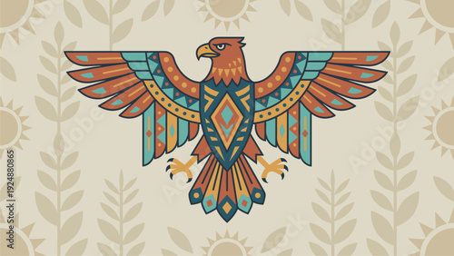 Indigenous Eagle Art Graphic - Tribal Native American Style Design Element