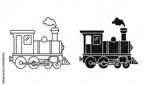 Two vintage steam locomotives in black and white