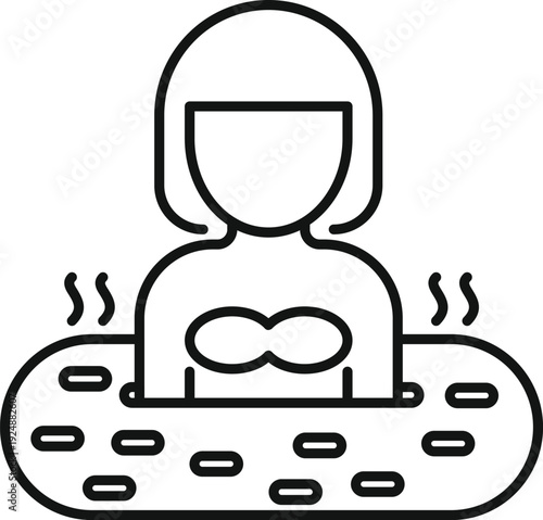 Woman relaxing in a spa hot tub, steam rising from the water