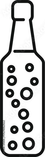 Bottle containing a fizzy beverage with bubbles, representing refreshing drinks and soda concepts