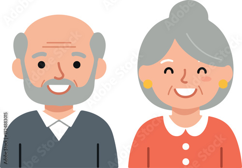 Smiling Senior Couple Elderly People Flat Design