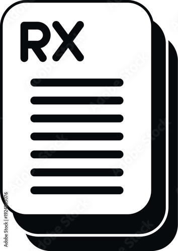 Stacking medical prescription documents with rx symbol and text lines
