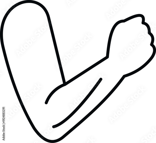 Arm of a person flexing muscle with a clenched fist, showing strength