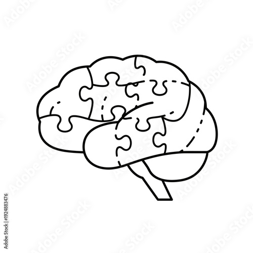 Brain puzzle pieces forming a human brain outline.