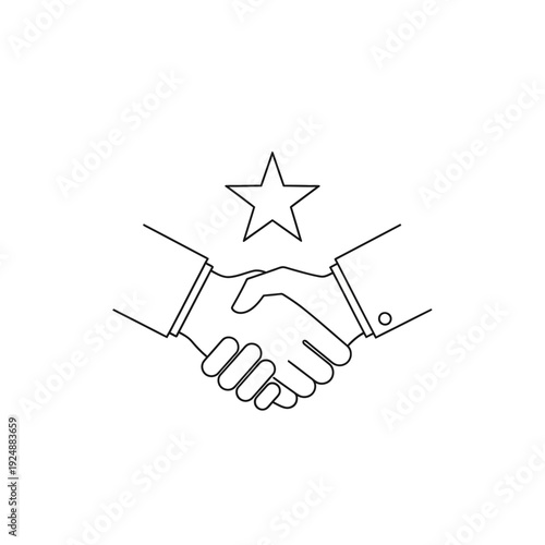 Business Partnership Agreement Handshake Icon with Star Symbol.