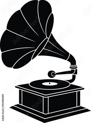Vintage gramophone antique music player phonograph sound record player vector