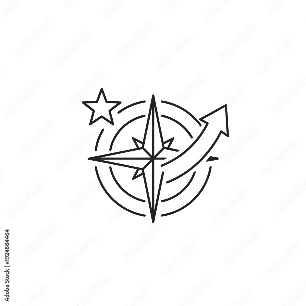 Obraz premium Compass Star Arrow Direction Navigation Concept Icon.