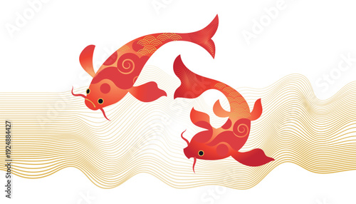 Koi Carp Fishes , Traditional Japanese, Chinese Symbol