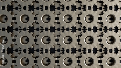 Wallpaper Mural A 3d rendering of collection of interlocking mechanical gears, or cogs, presented in a stylized, industrial aesthetic. Torontodigital.ca