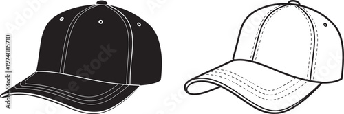Blank Baseball Cap Mockup Line and Solid Style