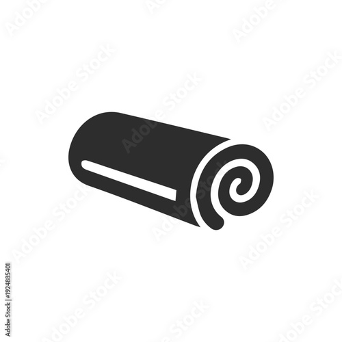 Minimalist Black Rolled Towel Or Yoga Mat Icon For Web And Apps