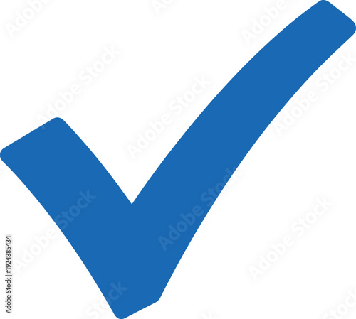 A large blue checkmark on a transparent background
