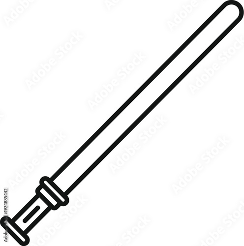 Police baton outline icon representing law enforcement and defense, in vector art