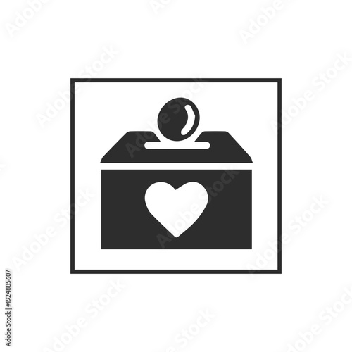 Simple Donation Box Icon with Heart Symbol for Charity and Giving
