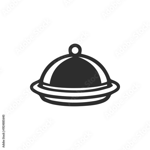 Elegant Black And White Cloche Icon For Fine Dining And Service