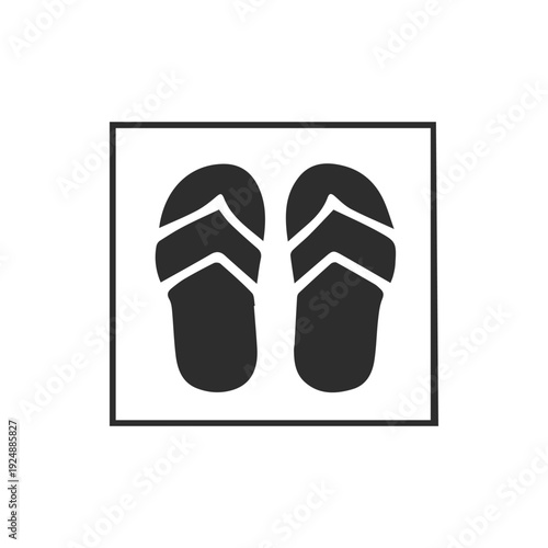 Minimalist Summer Footwear Icon Black Flip Flops in a Square Frame