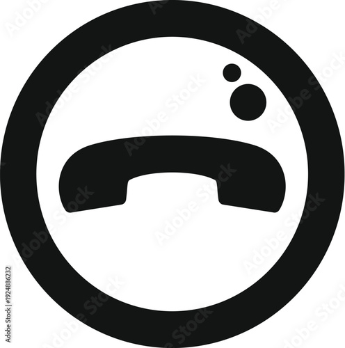 Phone receiver icon forming a sad face within a circle, symbolizing a rejected call