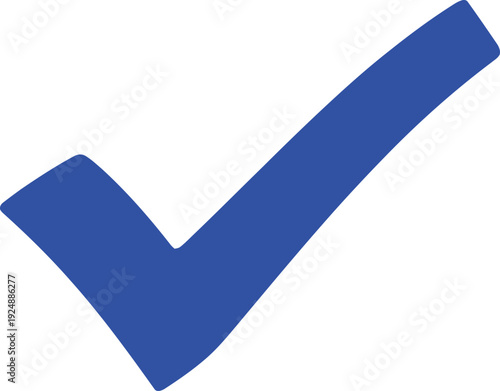 A large blue checkmark on a transparent background