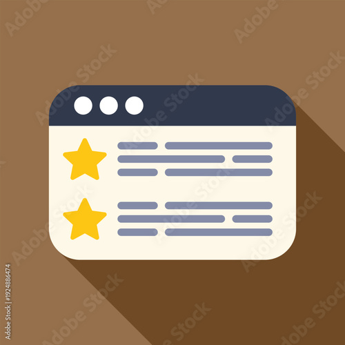 Browser window displaying a list of starred items or bookmarks in flat design