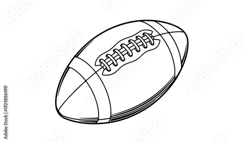 Isometric Line Vector of American Football Ball Illustration on White Background
