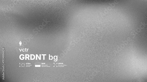 Abstract black and white vector background with high detailed noise texture and blurred gradient effect. Modern grayscale silver grainy overlay for industrial or brutalist design concepts.
