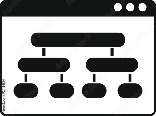 Website sitemap flowchart icon illustrating content organization and navigation plan within a browser interface