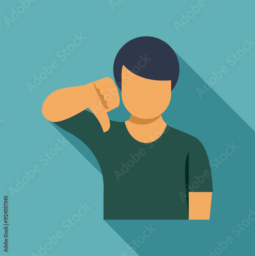 Person showing a disapproval gesture with a thumbs down symbol in flat design