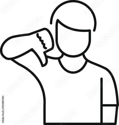 Human figure providing a negative feedback emotion using a hand gesture