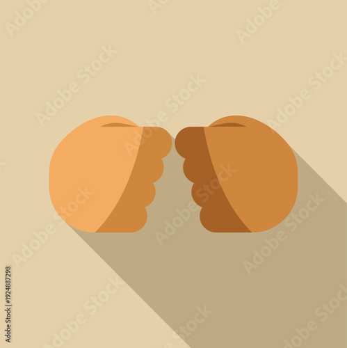 Fists bumping together in a flat design illustration, symbolizing teamwork and successful cooperation