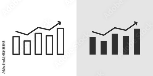 Crypto Chart Icon representing cryptocurrency market trends, price analysis, and blockchain trading insights. Stroke, filled, and colored vector illustration.