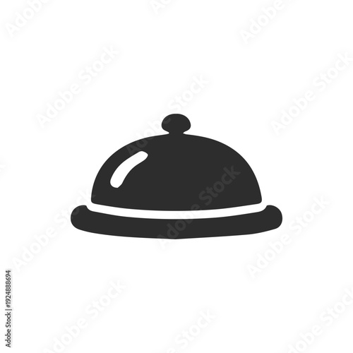 Minimalist Black Food Cloche Icon For Restaurant And Catering