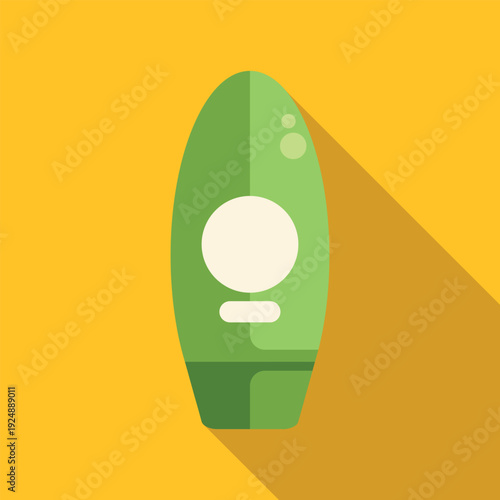 Green cosmetic bottle for shampoo or lotion in a modern flat design style