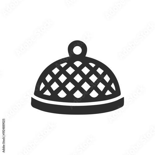 Minimalist Black Lattice Food Cover Icon for Culinary Designs