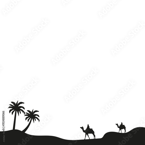 Silhouette Camel in Desert Landscape