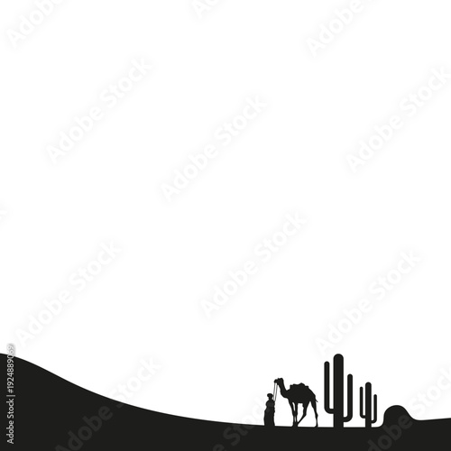 Silhouette Camel in Desert Landscape