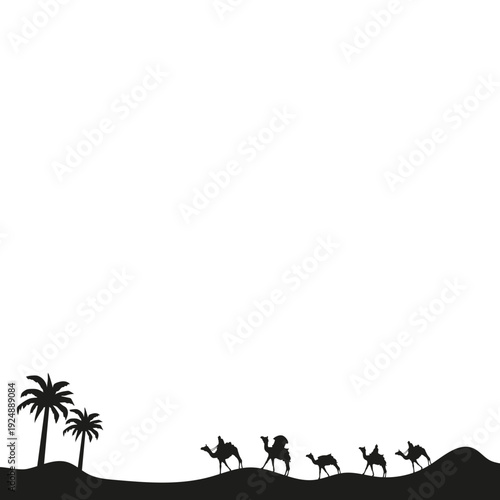 Silhouette Camel in Desert Landscape