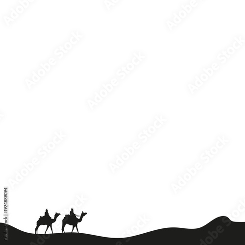 Silhouette Camel in Desert Landscape