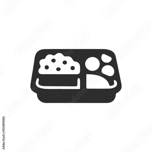 Simple Packed Lunch Tray Icon A Complete Meal In A Container Symbol