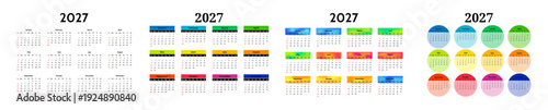 Set of calendars for 2027 isolated on a white background