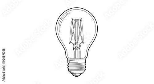 Hand-drawn sketch of an LED filament light bulb, symbolizing ideas and innovation