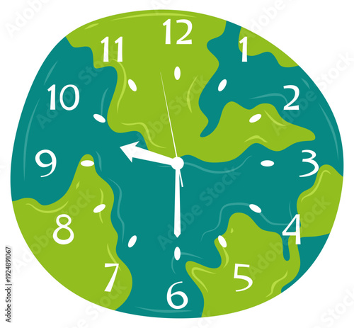 Clock Face With Earth Illustration