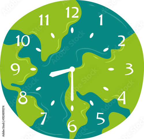 Clock Face With Earth Illustration