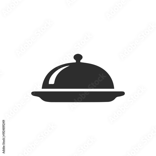Minimalist Black Food Cloche Icon for Restaurant and Dining Design