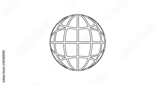 Global Network Grid Globe Icon Outline, Digital Connection Concept