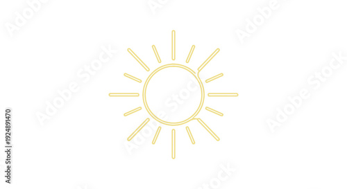 Golden Sun Icon with Rays, Minimalist, Bright, Warm, Celestial Body