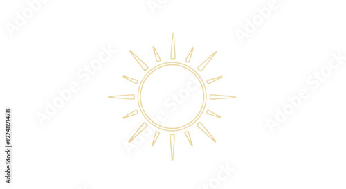 Golden Sun Icon, Radiant Sunshine Symbol, Minimalist Solar Emblem