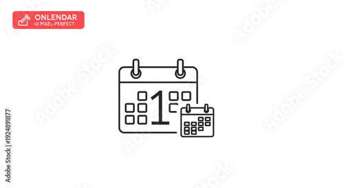 Calendar Icon with Number 1 and Small Calendar Symbol, Planning and Scheduling Concept