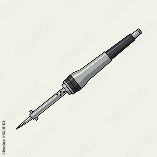 Professional soldering iron vector illustration, electric solder tool for electronics repair, metal welding equipment icon for hardware maintenance