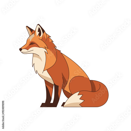 Stylized Fox Sitting - Geometric Illustration